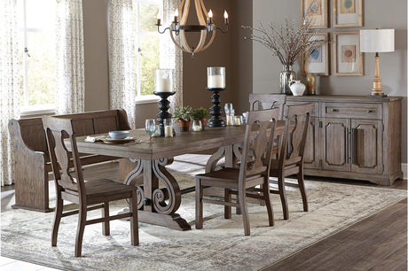 Toulon Dark Oak Rustic Finish Classic Solid Wood Rectangular Dining Set - Ella Furniture