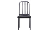 Tripp Black-Hued Industrial Faux Wood Metal Faux Leather Upholstered Dining Room Set - Ella Furniture