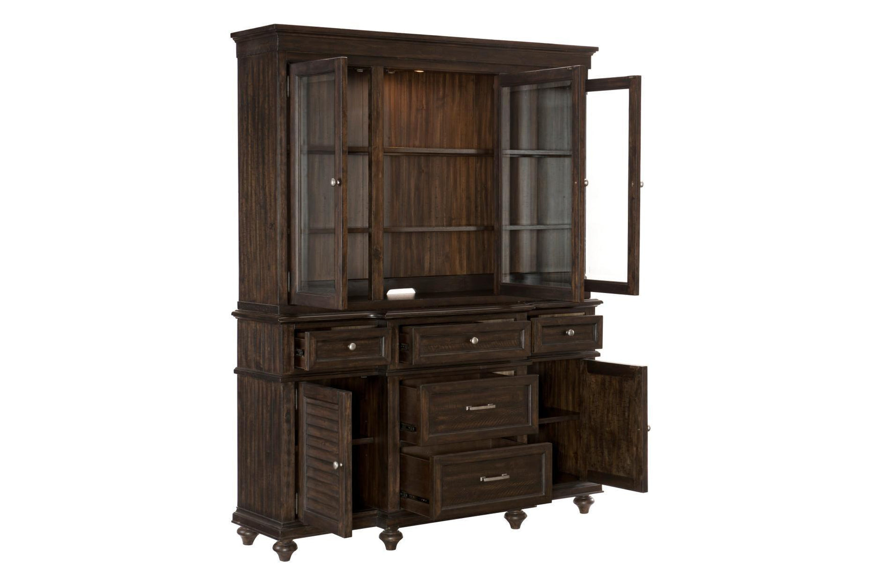 Cardano Charcoal Traditional Solid Wood And Veneers Fabric Upholstery Seat Round Dining Room Set - Ella Furniture