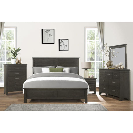 Blaire Farm Charcoal Gray Transitional Okume Veneer, Wood And Engineered Wood Queen Bed - Ella Furniture