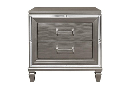 Tamsin Silver Gray Solid Wood Faux Leather Upholstered LED Storage Platform Bedroom Set - Ella Furniture