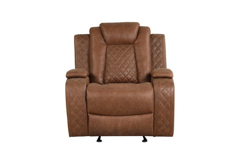 Luz Tan Modern Sleek Contemporary Faux Leather Polyester 3Pc Reclining Set - Ella Furniture