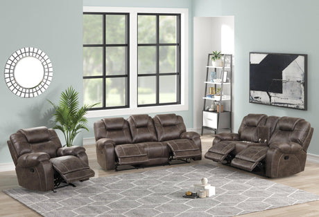 Madrid Chocolate Modern Rustic Leather Upholstery 3Pc Reclining Set - Ella Furniture