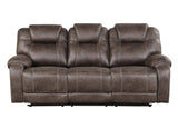 Madrid Chocolate Modern Rustic Leather Upholstery 3Pc Reclining Set - Ella Furniture