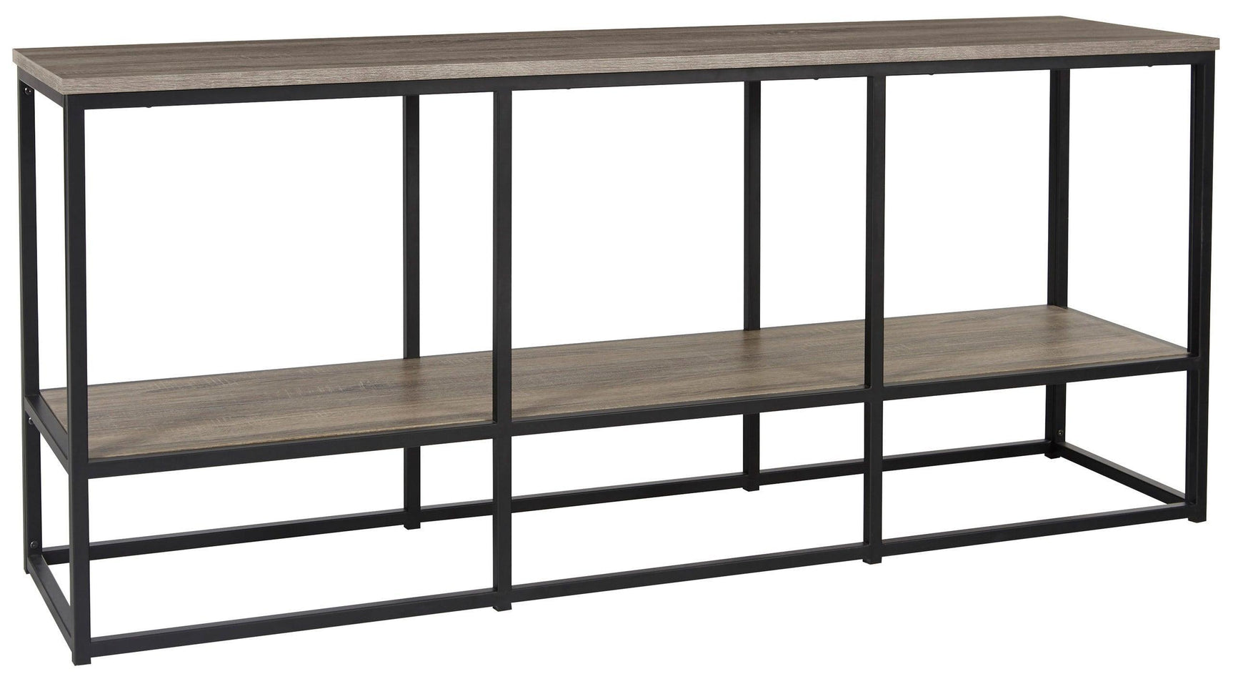 Wadeworth Black/Brown Modern Contemporary Industrial Metal Solid Wood Tv Stand With Cabinet - Ella Furniture
