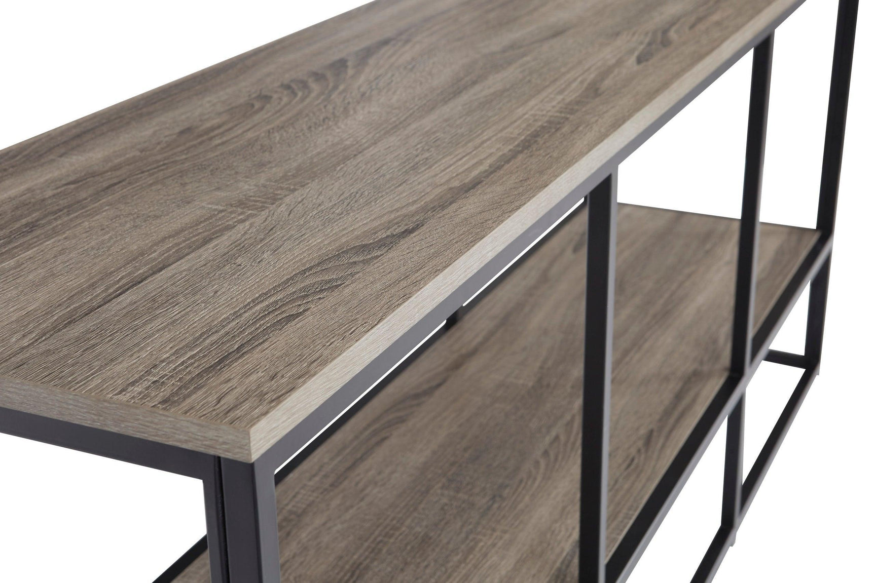 Wadeworth Black/Brown Modern Contemporary Industrial Metal Solid Wood Tv Stand With Cabinet - Ella Furniture