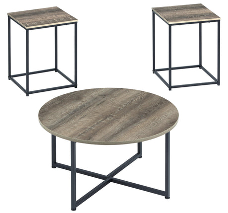 Wadeworth Black Brown Modern Contemporary Wood And Metal Occasional Table Set - Ella Furniture