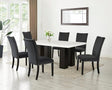 Finland Black Parsons Velvet Solid Manufactured Wood Genuine Marble Dining Table & 6-Chairs - Ella Furniture