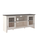 Dorrinson Antique White Modern Transitional Wood TV Stand With Storage With Glass Doors - Ella Furniture