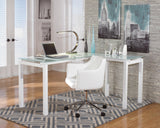 Baraga White Modern Contemporary Classic Metal Glass Computer Office L-Desk - Ella Furniture