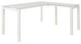 Baraga White Modern Contemporary Classic Metal Glass Computer Office L-Desk - Ella Furniture