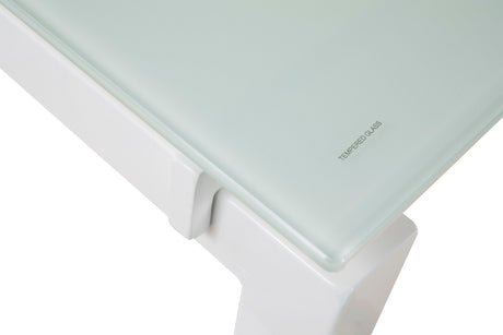 Baraga White Modern Contemporary Classic Metal Glass Computer Office L-Desk - Ella Furniture