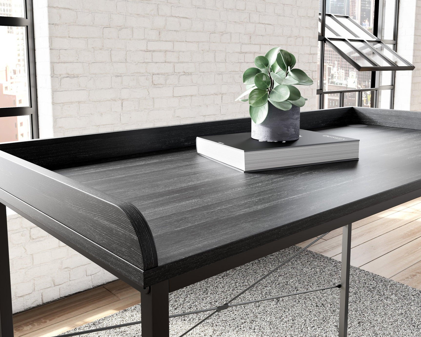 Yarlow Black Modern Contemporary Solid Wood Metal Computer Home Office Desk - Ella Furniture