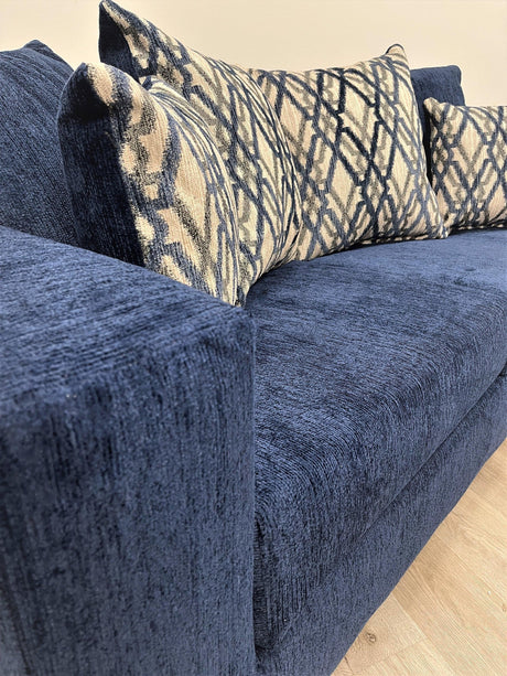 Blue Modern Contemporary Traditional Thick Chenille Microfiber Fabric Upholstered Sectional - Ella Furniture