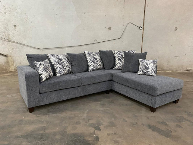Charcoal Modern Contemporary Thick Fabric Upholstered Sectional - Ella Furniture