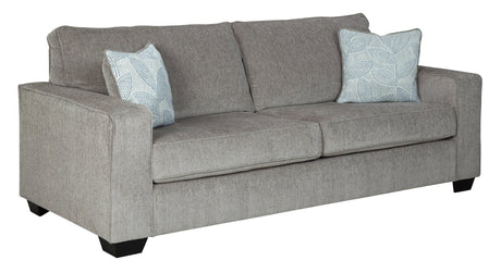 Ashley Altari Alloy Gray Modern Sleek Contemporary Fabric Polyester Upholstered Sofa & Loveseat Set - Ella Furniture