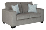 Ashley Altari Alloy Gray Modern Sleek Contemporary Fabric Polyester Upholstered Sofa & Loveseat Set - Ella Furniture