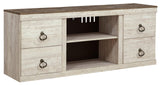 Willowton White Modern Transitional Contemporary Solid Wood TV Stand With Cabinet And Storage - Ella Furniture