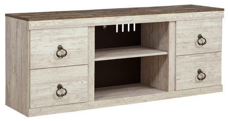 Willowton White Modern Transitional Contemporary Solid Wood TV Stand With Cabinet And Storage - Ella Furniture