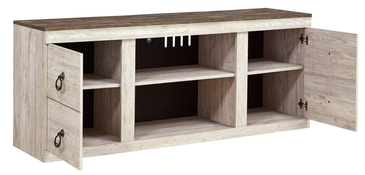 Willowton White Modern Transitional Contemporary Solid Wood TV Stand With Cabinet And Storage - Ella Furniture