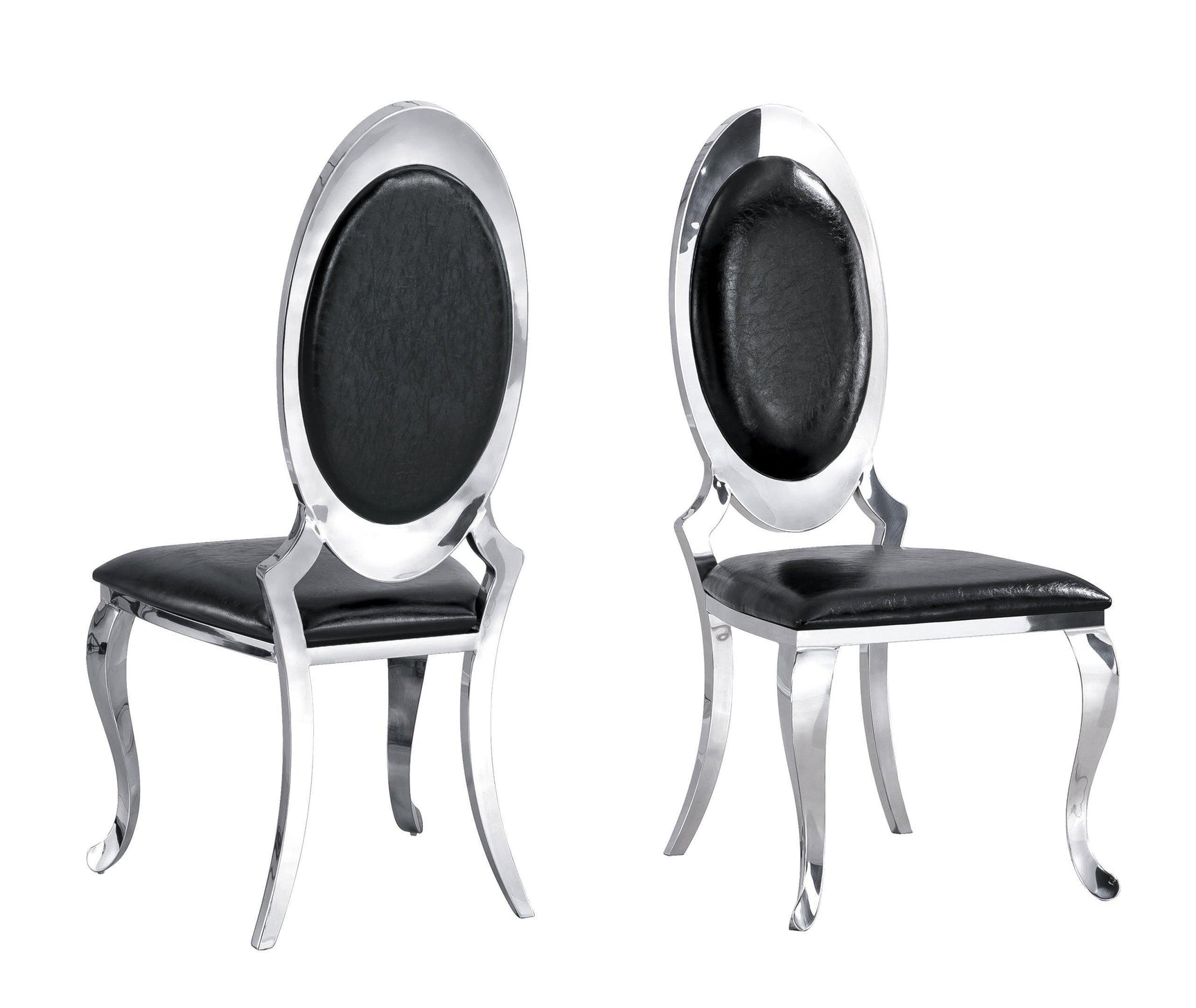 Betsy Black Sleek Modern Metal Faux Leather Dining Table + 6 Chair Set - Ella Furniture