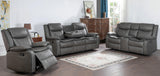 Weston Grey Sleek Modern Faux Leather 3Pc Reclining Living Room Set - Ella Furniture
