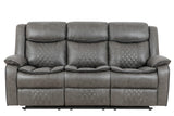 Weston Grey Sleek Modern Faux Leather 3Pc Reclining Living Room Set - Ella Furniture