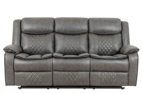 Weston Grey Sleek Modern Faux Leather 3Pc Reclining Living Room Set - Ella Furniture