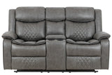 Weston Grey Sleek Modern Faux Leather 3Pc Reclining Living Room Set - Ella Furniture