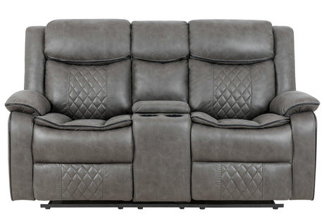 Weston Grey Sleek Modern Faux Leather 3Pc Reclining Living Room Set - Ella Furniture