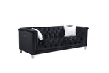 Prince Black Modern Contemporary Velvet Upholstered Tufted 2Pc Or 3Pc Sofa, Loveseat & Chair - Ella Furniture