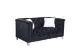 Prince Black Modern Contemporary Velvet Upholstered Tufted 2Pc Or 3Pc Sofa, Loveseat & Chair - Ella Furniture