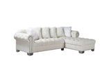 Royal Beige Modern Contemporary Metal Velvet Tufted Sectional - Ella Furniture