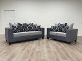 Monroe Gray Modern Contemporary Fabric Sofa & Loveseat Set - Ella Furniture