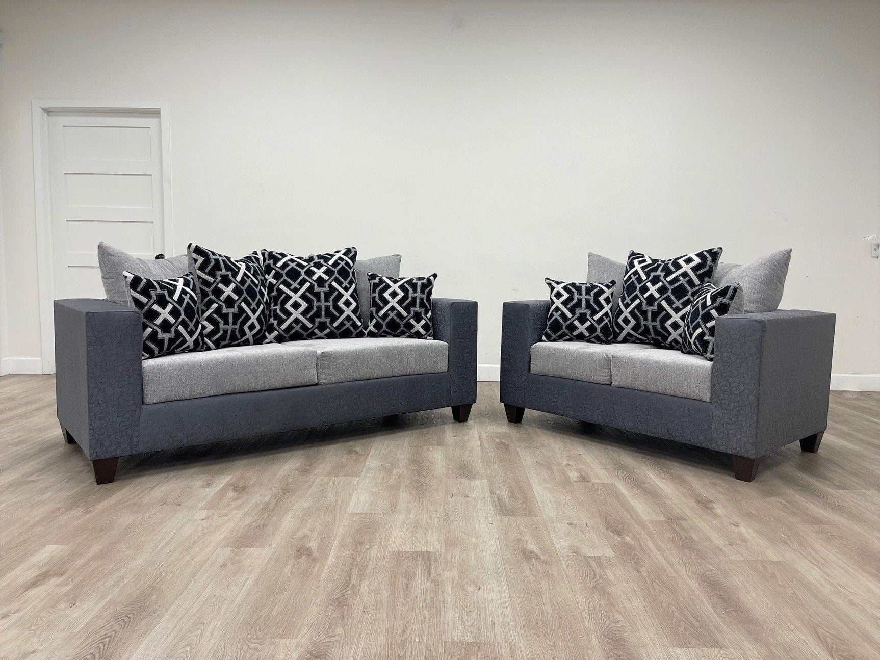 Monroe Gray Modern Contemporary Fabric Sofa & Loveseat Set - Ella Furniture