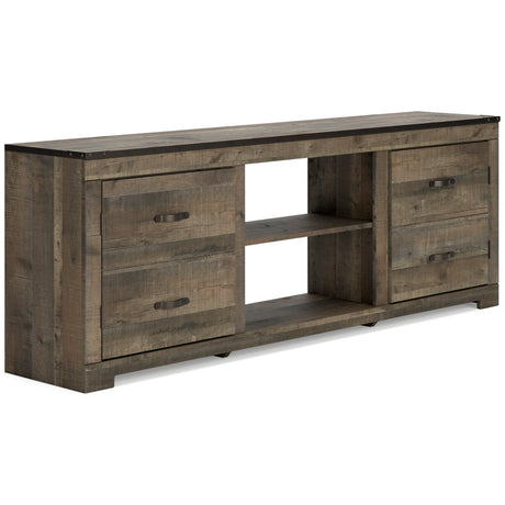 Trinell Large Brown Modern Contemporary Rustic Solid Wood TV Stand With Cabinet With Fireplace - Ella Furniture