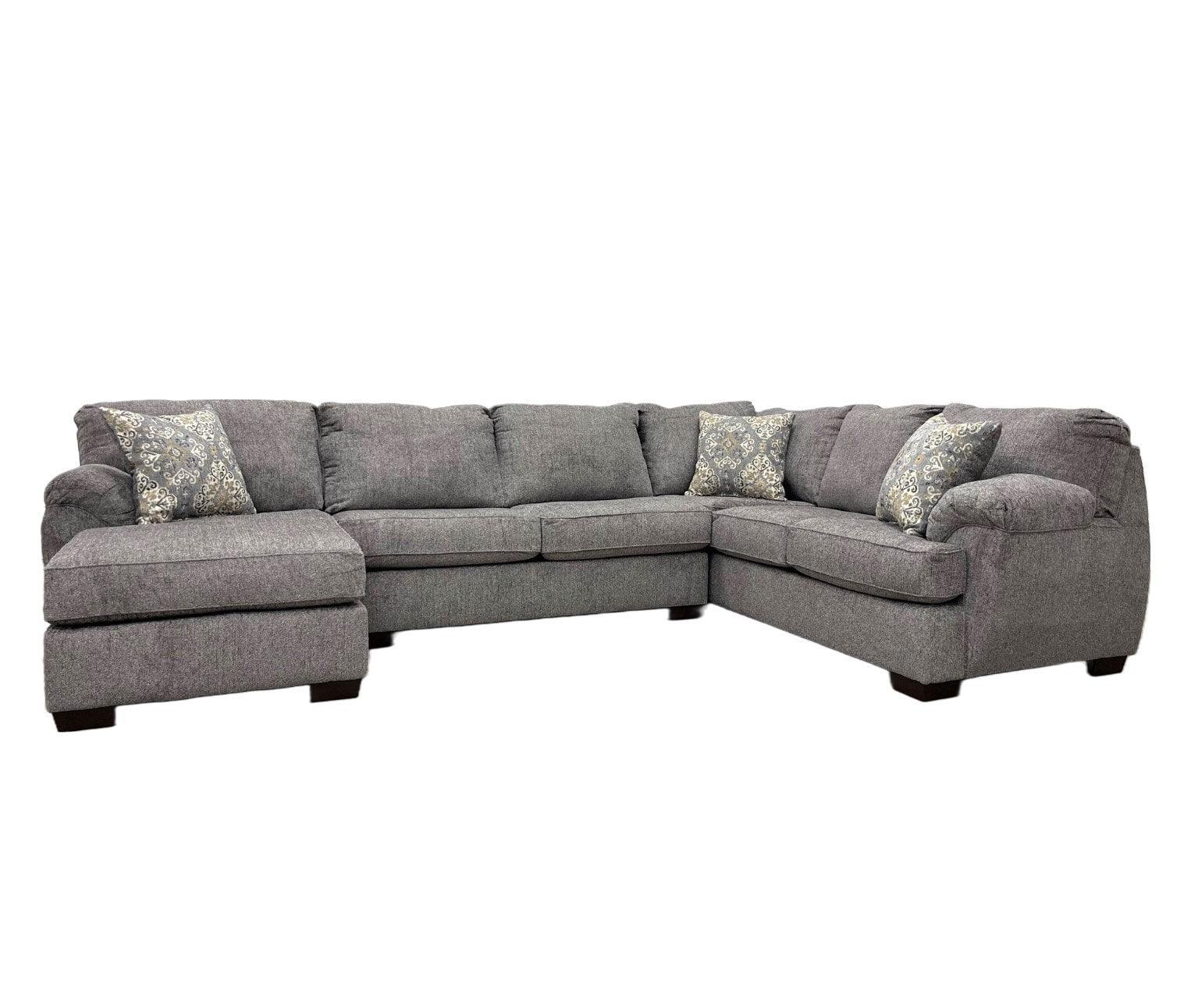 Brentwood Gray Modern Contemporary Traditional Chenille Fabric Sectional - Ella Furniture