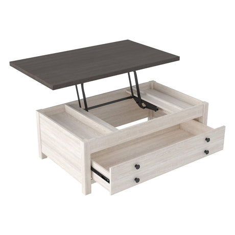 Dorrinson White Modern Contemporary Wood Lift Top Rectangular Coffee Table With Storage - Ella Furniture