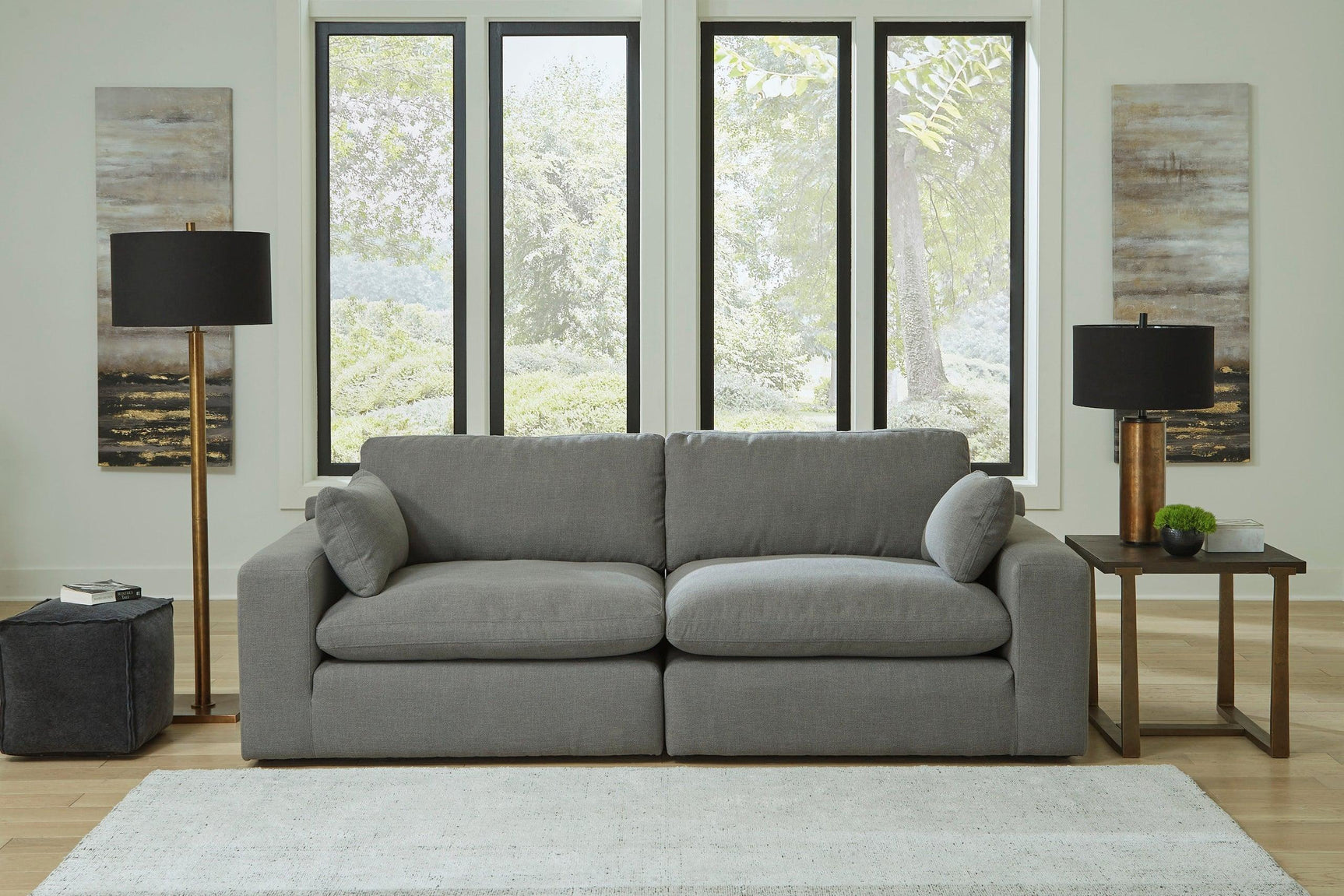 Cloud Gray Modern Contemporary Traditional Chenille Fabric Sectional Oversized, High Quality - Ella Furniture
