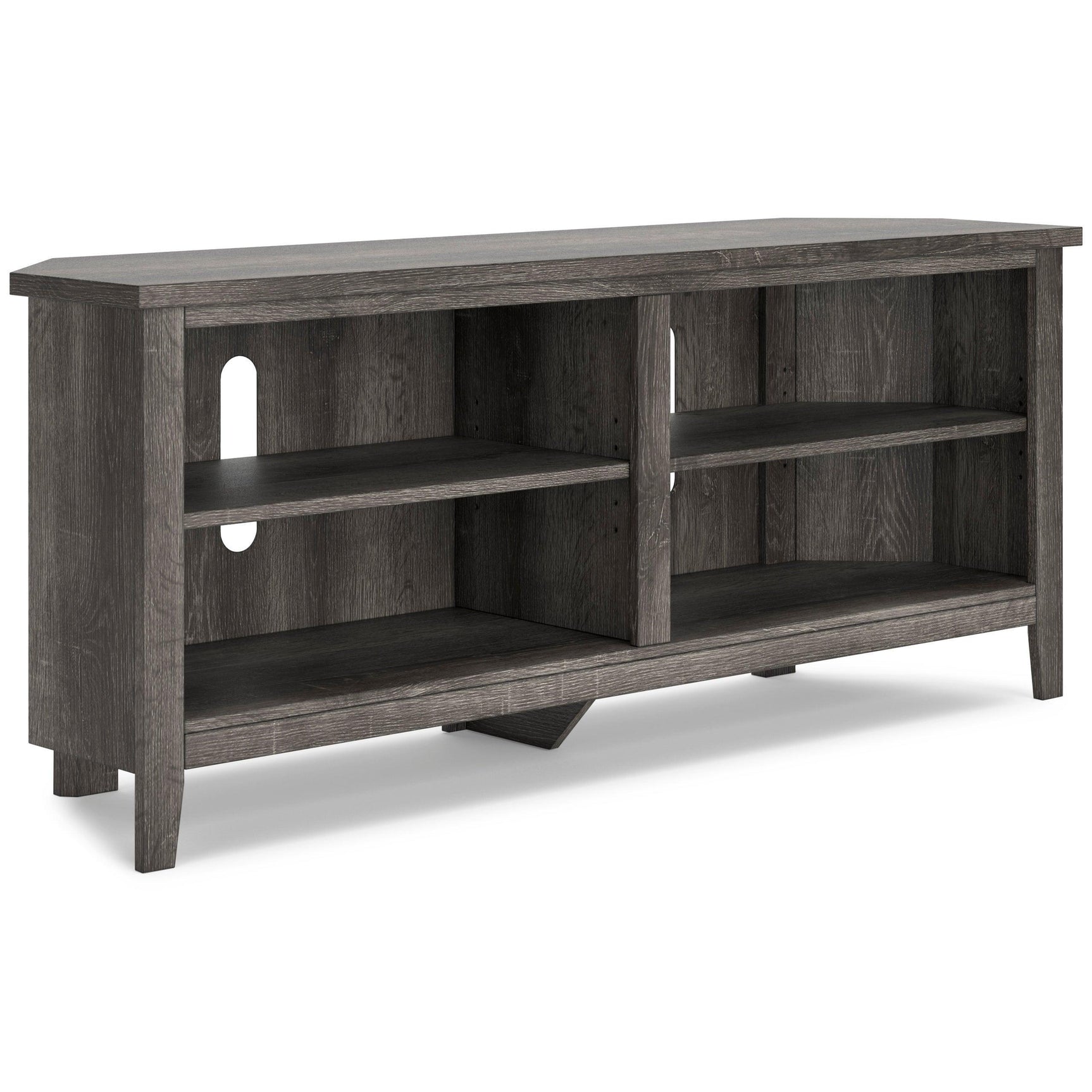Arlenbry Gray Modern Contemporary Transitional Wood Corner TV Stand With Storage - Ella Furniture