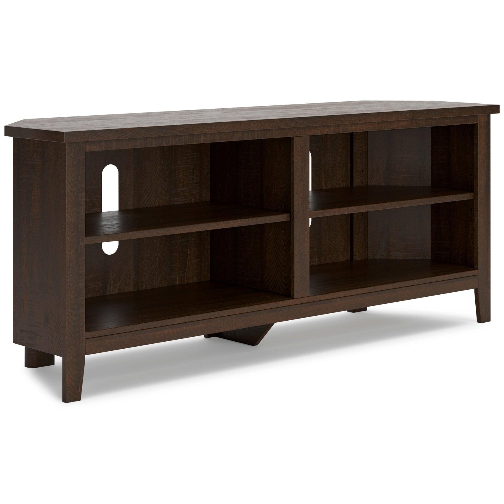 Camiburg Brown Modern Transitional Wood Corner TV Stand With Storage - Ella Furniture