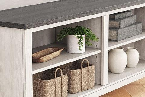 Dorrinson Antique White Modern Transitional Sleek Wood Two-toned Corner TV Stand With Cabinet - Ella Furniture