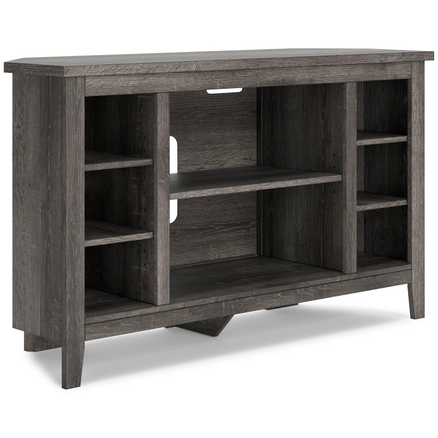 Arlenbry Large Gray Modern Transitional Solid Wood Corner TV Stand with Cabinet - Ella Furniture