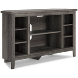 Arlenbry Large Gray Modern Transitional Solid Wood Corner TV Stand with Cabinet - Ella Furniture