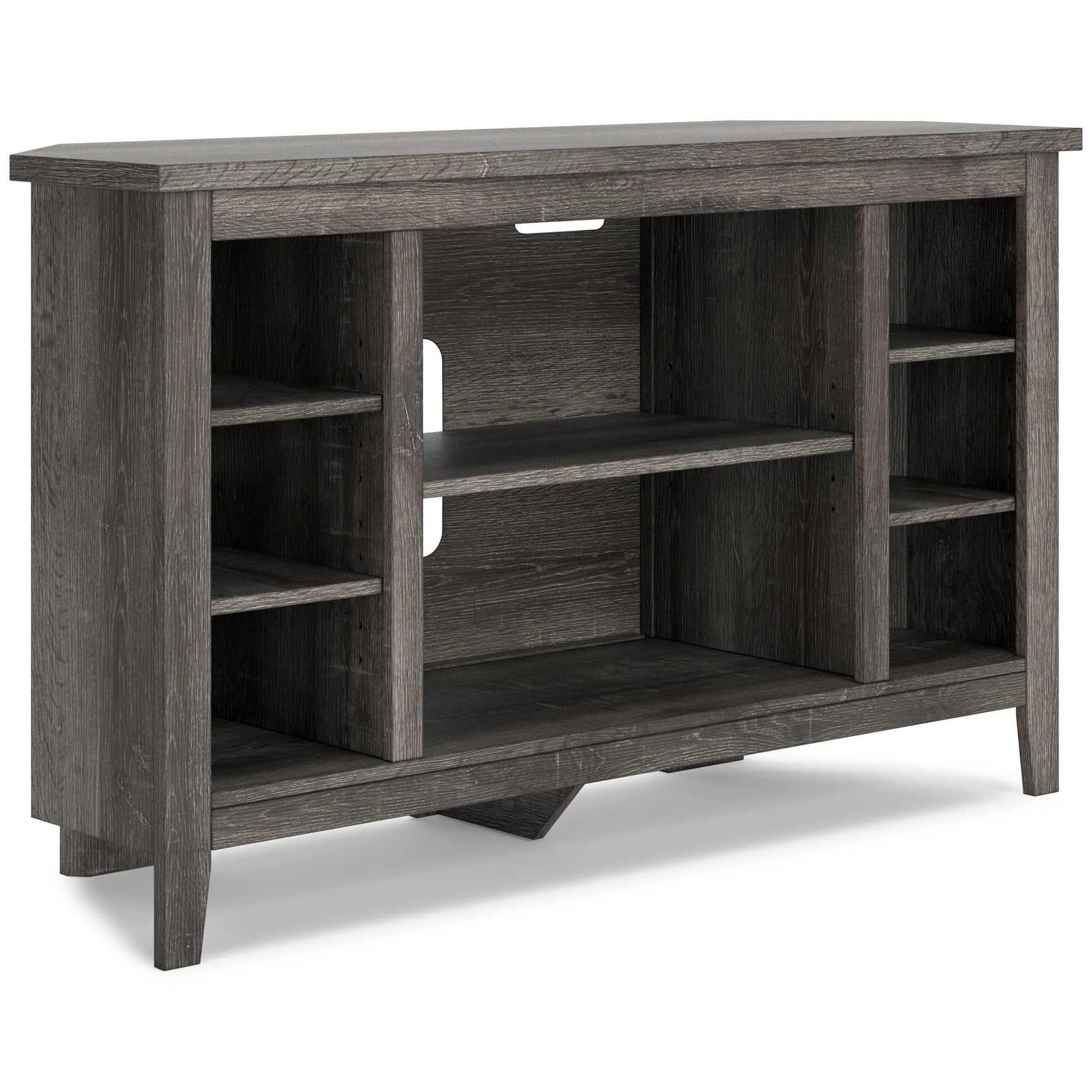 Arlenbry Large Gray Modern Transitional Solid Wood Corner TV Stand with Cabinet - Ella Furniture