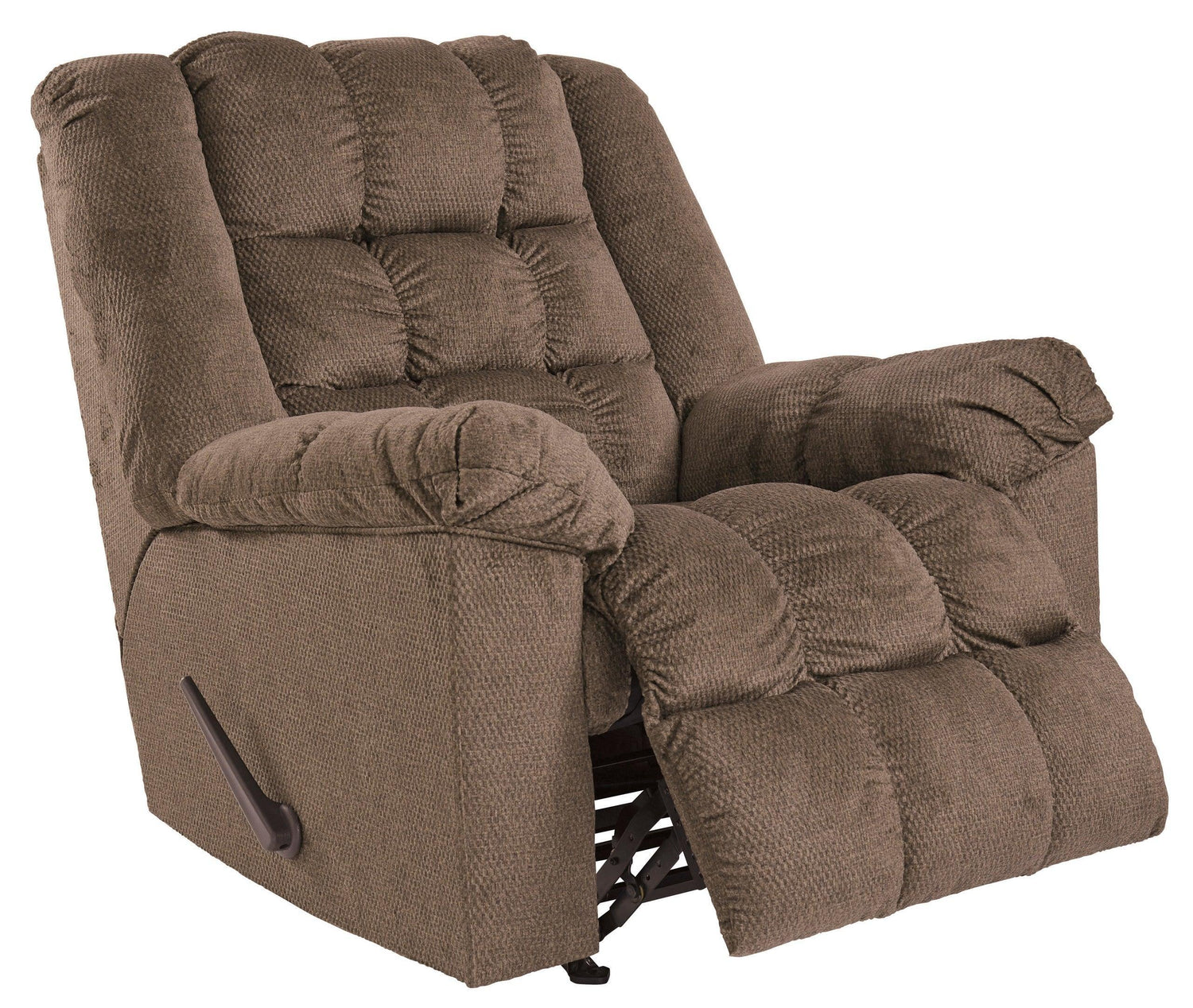 Drakestone Brown Metal Polyester Armchair Rocker Recliner (Heat/massage) - Ella Furniture