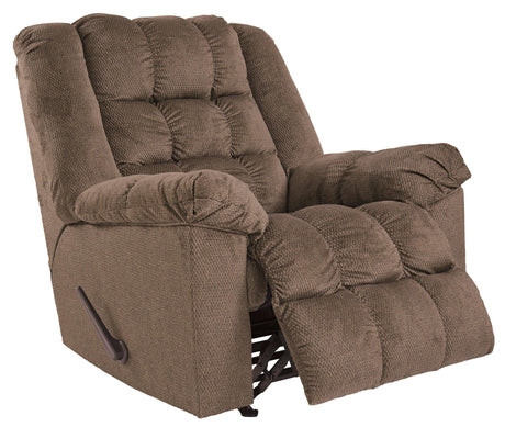Drakestone Brown Metal Polyester Armchair Rocker Recliner (Heat/massage) - Ella Furniture