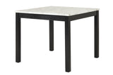 Dior Black PU Industrial Wood And Veneers Faux Marble Top Pub Table + 4 Faux Leather Chair Dining Set - Ella Furniture