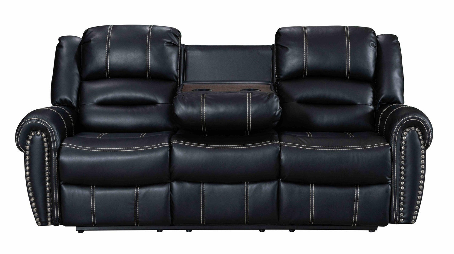 Lexington2023 Black Modern Contemporary Faux Leather Gel 3Pc Reclining Living Room - Ella Furniture
