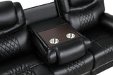 Galveston Black Modern Sleek Contemporary Faux Leather 3Pc Oversize Reclining Set - Ella Furniture
